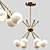 Sleek Modern Chandelier in Golden Brass 3D model small image 1