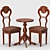 Vintage Wood & Leather Chair 3D model small image 1