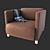 Cozy Armchair with Throw Blanket 3D model small image 1