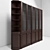 Classic Wooden Bookcase with Glass Showcase 3D model small image 3