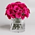 Elegant Rose Bouquet in Glass Vase 3D model small image 1