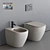 Nic Design Pin WC Set: Modern, Ceramic Toilet and Floor Bidet 3D model small image 1