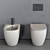 Nic Design Pin WC Set: Modern, Ceramic Toilet and Floor Bidet 3D model small image 2