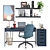 Blue Office Oasis: Ikea Langfjall Chair, Alex Drawer Unit, Table & More 3D model small image 2