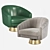 Elegant Bogarde Armchair: Velvet & Leather 3D model small image 3