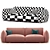 Dion Velvet 3 Seater Sofa 3D model small image 9