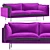 Barcelona 2-Seater Sofa, Italia 24 Fabric, Metal Legs 3D model small image 2