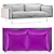 Barcelona 2-Seater Sofa, Italia 24 Fabric, Metal Legs 3D model small image 3