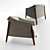 Elegant Canaletta Walnut Armchair 3D model small image 2