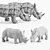 Title: Rhinoceros Sculpture in Silver and Gold 3D model small image 4