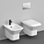 PRUA Hanging Toilet and Bidet Set 3D model small image 1