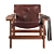 Luxurious Leather Sling Chair 3D model small image 2