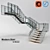 Sleek Glass Staircase 3D model small image 1