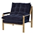Regency Blue Velvet Gold Arm Chair 3D model small image 1