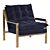 Regency Blue Velvet Gold Arm Chair 3D model small image 2