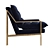 Regency Blue Velvet Gold Arm Chair 3D model small image 3