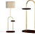Elegant Brass and Walnut Floor Lamp 3D model small image 2
