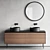 Nic Design Lama Vanity Set 3 - Ceramic MDF, Countertop Washbasin, Round Mirror 3D model small image 1