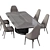 Mirage Dining Set: Elegant Madagascar Figured Mowingui Veneer Table with Quilted Leather Upholstered Chairs 3D model small image 4