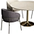 Elegant Brown Marble Dining Table & Brass Chair Combo 3D model small image 3