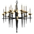 Vintage Brass Chandelier - Mid Century Modern 3D model small image 1