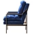 Luxury Navy Blue Velvet Gold Armchair 3D model small image 3