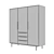 Bruni Blacki 3-Door Wardrobe - 179x195x55 cm 3D model small image 4