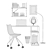 Romero Workspace: Desk, Chair, Torchere, Shelf, Stand, Decor, Trash Can 3D model small image 3