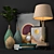 Elegant Decor Set: Flowers, Pot, Book, Frame, Lamp, Watch 3D model small image 2