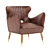 Sleek Leather Loveseat 3D model small image 1