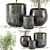 Dark Concrete Pot Outdoor Plant Set 3D model small image 3