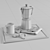 Vintage Moka Coffee Cup Set 3D model small image 5