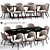 Barrel Back Dining Chair Set 3D model small image 1