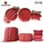 Luxurious Puf Color Set: Rug & Pillows 3D model small image 1