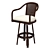 Wicker Handmade Swivel Bar Stool 3D model small image 1