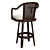 Wicker Handmade Swivel Bar Stool 3D model small image 3