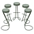 Italian Design: Set of 4 Gastone Rinaldi Barstools 3D model small image 3