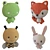 H&M Plush Toys Set: Frog, Bee, Fox, Bunny 3D model small image 1