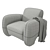 Austin Single: Oversized Curved Accent Chair 3D model small image 5