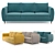 Beige Velvet Plantis Sofa 3D model small image 5