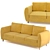 Beige Velvet Plantis Sofa 3D model small image 7