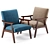 Elegant Linen Mid Century Chair 3D model small image 1