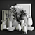 White Pampas Ceramic Vase 3D model small image 4