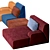 Babouche Modular Sofa: Colorful & Dynamic 3D model small image 2