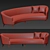 Sleek Mid-Century Curved Sofa 3D model small image 2