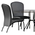 Sleek Black Dining Set with Round Table & 4 Chairs 3D model small image 2