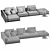 Luxurious Flexform Ettore Sectional 3D model small image 4