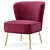Luxury Velvet Accent Chair 3D model small image 3