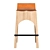 Tan Leather & Wood Stool 3D model small image 2