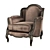 Elegant Gray Linen Hillary Chair 3D model small image 1